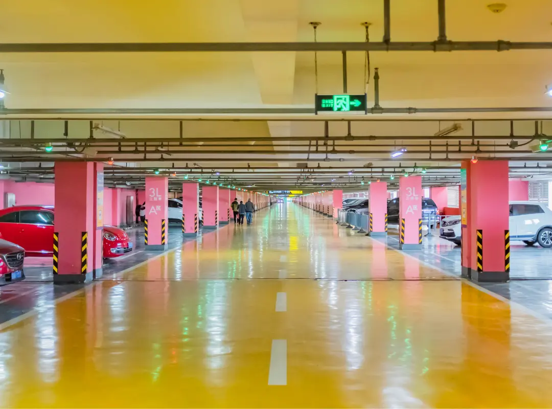 Durable epoxy coating on parking area